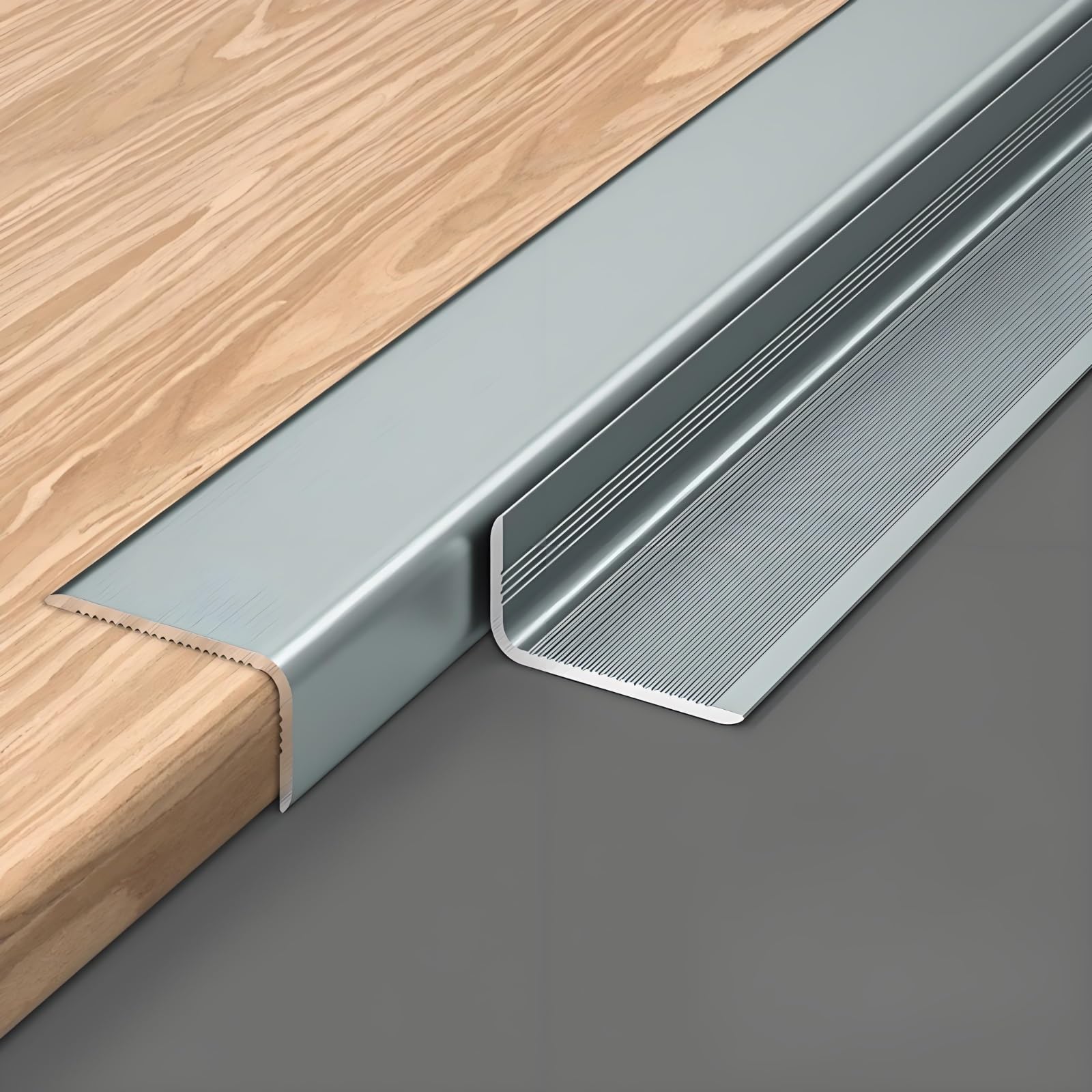 Anodowane aluminiowe wykończenie płytki Ed - L-Sd szary ochraniacz narożny do podłóg i ścian, nierdzewna listwa krawędziowa, listwa wykończeniowa (10 mm x 50 mm x 90 cm)
