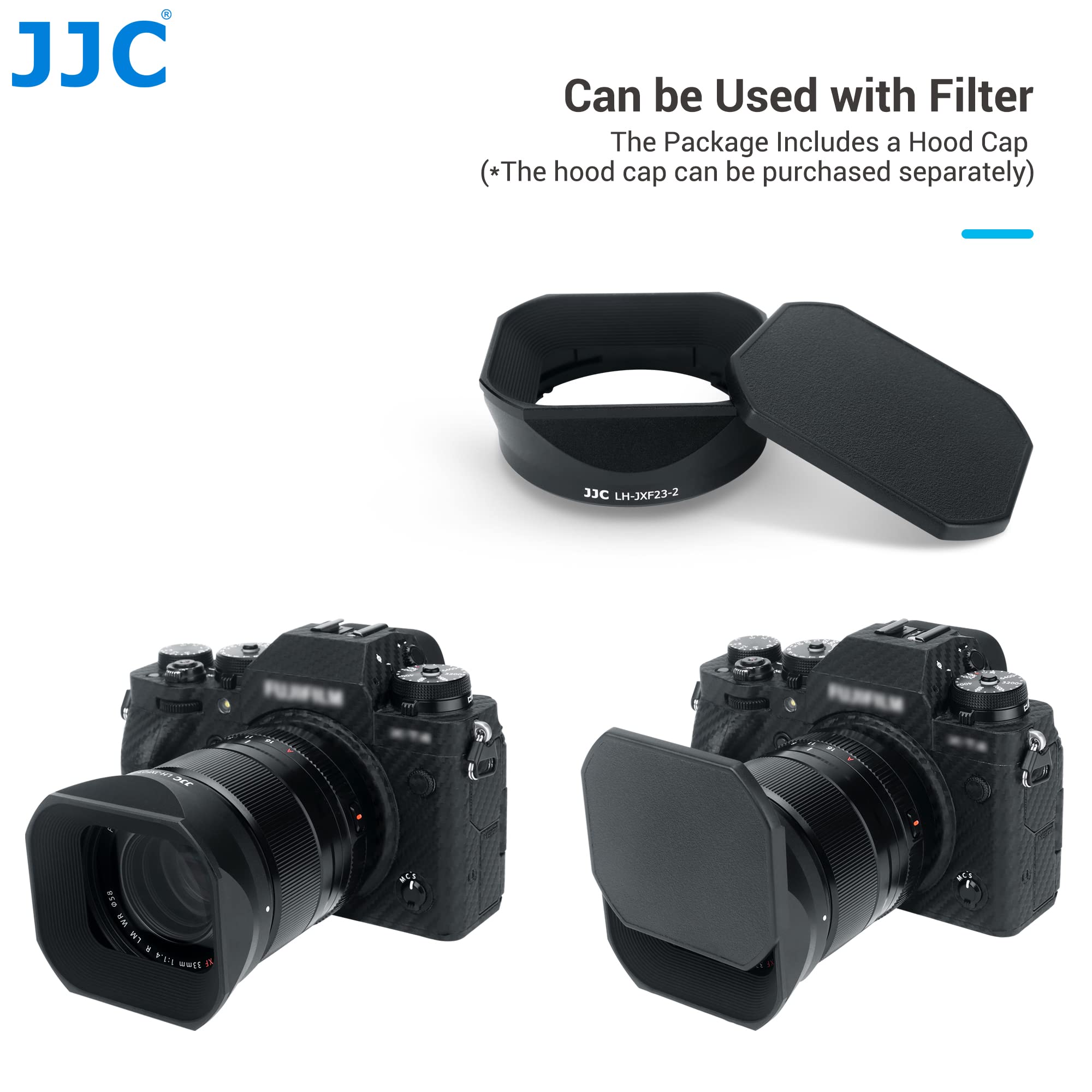 JJC Metall-Gegenlichtblende für Fujifilm XF 23mm F1.4 / 33mm F1.4 mit Deckel - ersetzt Fuji LH-XF23- | Gegenlichtblenden | Schutz | Zubehör