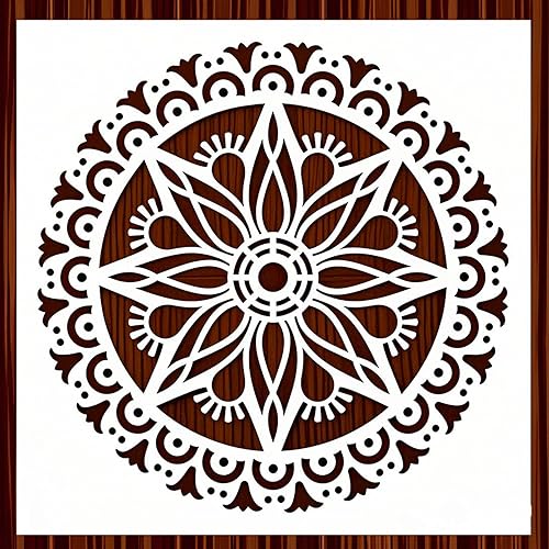 Plantilla de plantilla de mandala (12 x 12 pulgadas) – Plantilla de pintura para muebles de pared de madera, baldosas de suelo (un mandala)