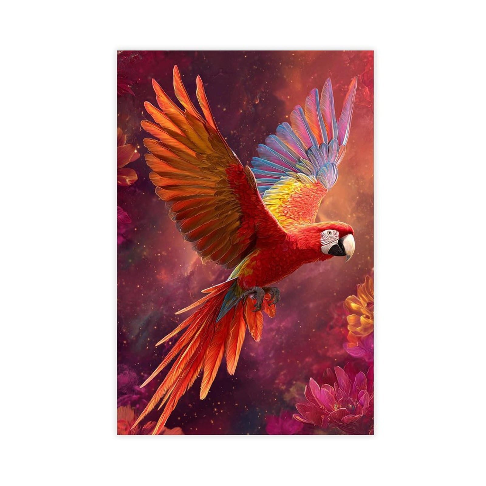 Qnvjqkdsi Unframe Vibrant Scarlet Macaw Art, Tropical Bird Canvas Poster Bedroom Decor Landscape Office Room Decor Gift 16" L X 24" W