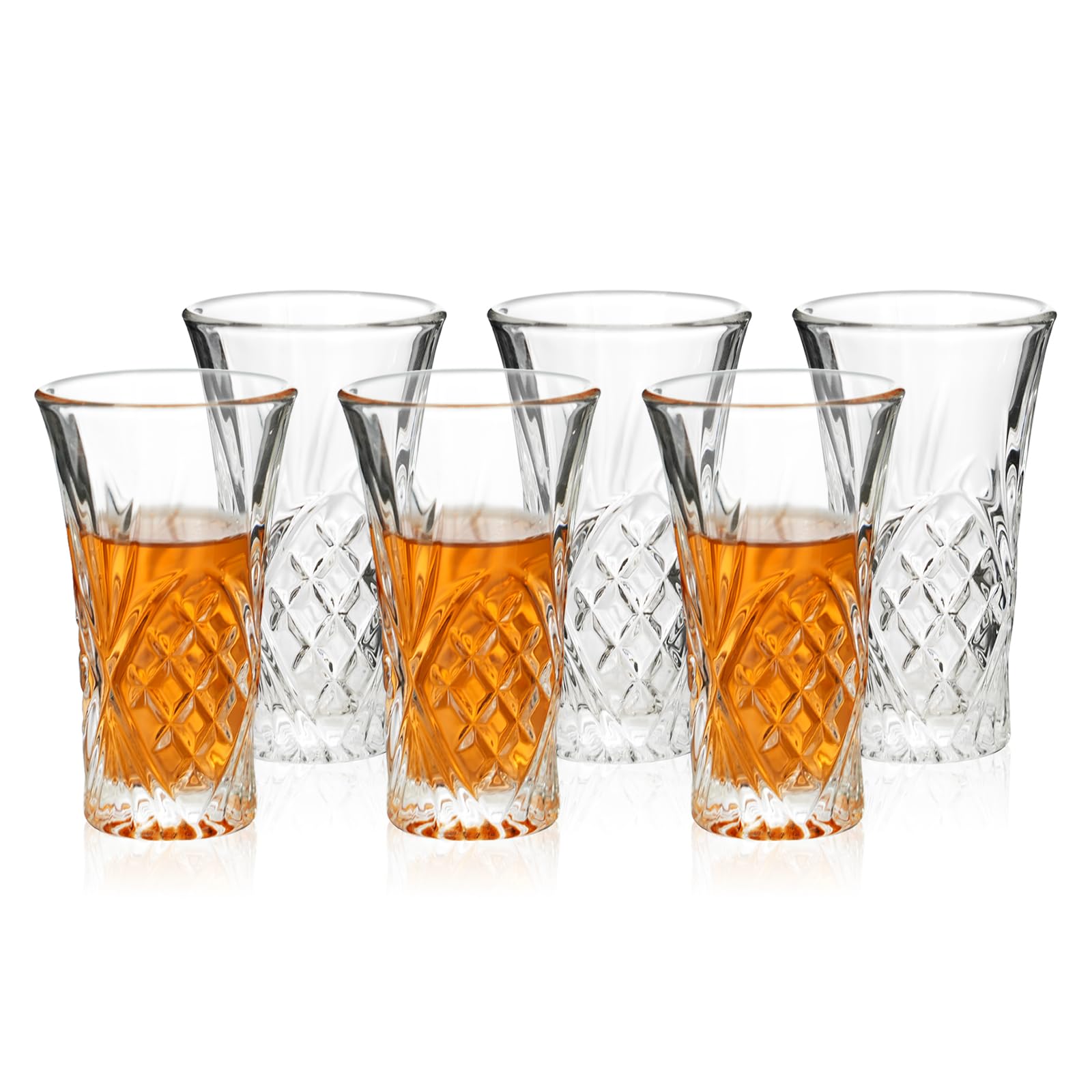 NLnnmuzh Shot Glasses,Heavy Base Shot Glass,Crystal Glass Set for Brandy,Whisky,Liqueur, Rum,Tequila, and Cocktails (6)