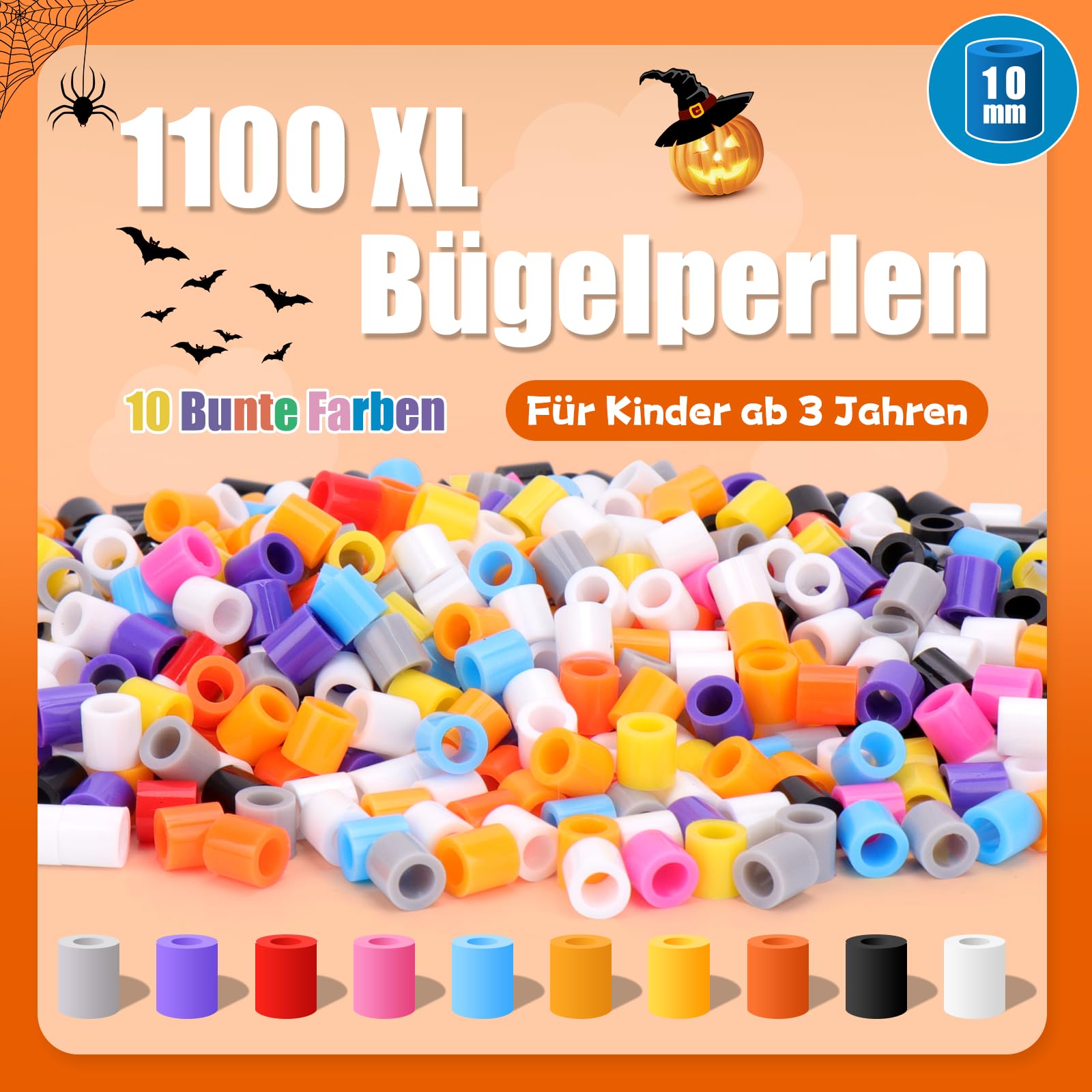 Homgaty Fuse Beads Kit - Halloween Fuse Beads Boards Set including 10 Templates (Pumpkin, Witch Hat, Ghost) - Image 4