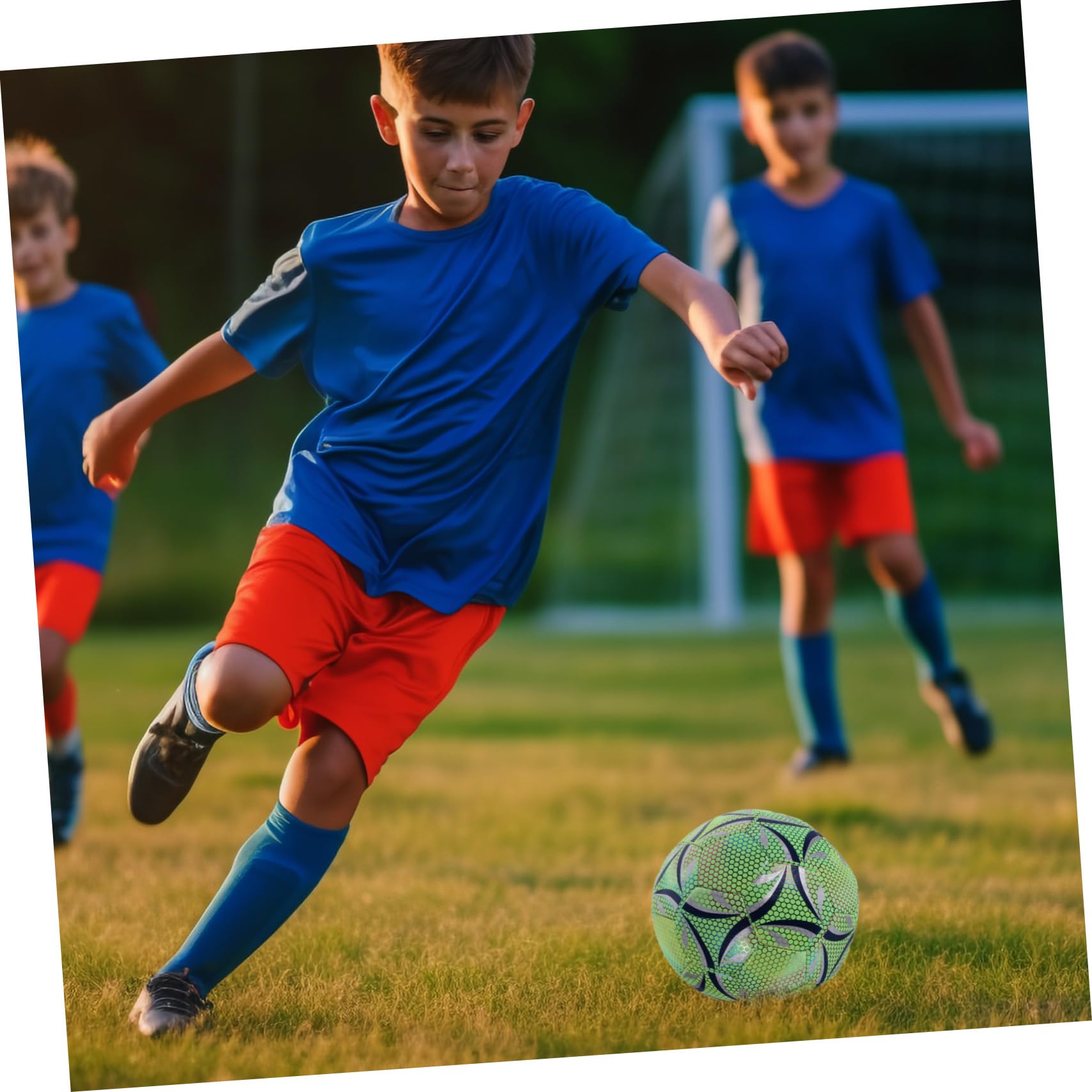 BESTonZON Balón de Fútbol Luminoso Verde de PU Resistente al Desgaste para Entrenamiento Deportivo, Tamaño Número 4, Balón Brillante para Adultos y Niños, Adecuado para Juegos Nocturnos