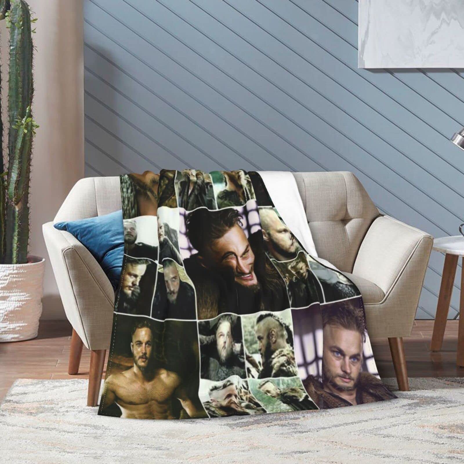 YINGD Travis Actor Fimmel Throw Blanket, Ultra Soft Flannel Fleece Lightweight Throw Blankets Warm Air Conditioning Blanket For Couch Sofa Bed 60x50 Inch-Black-50x40 inch