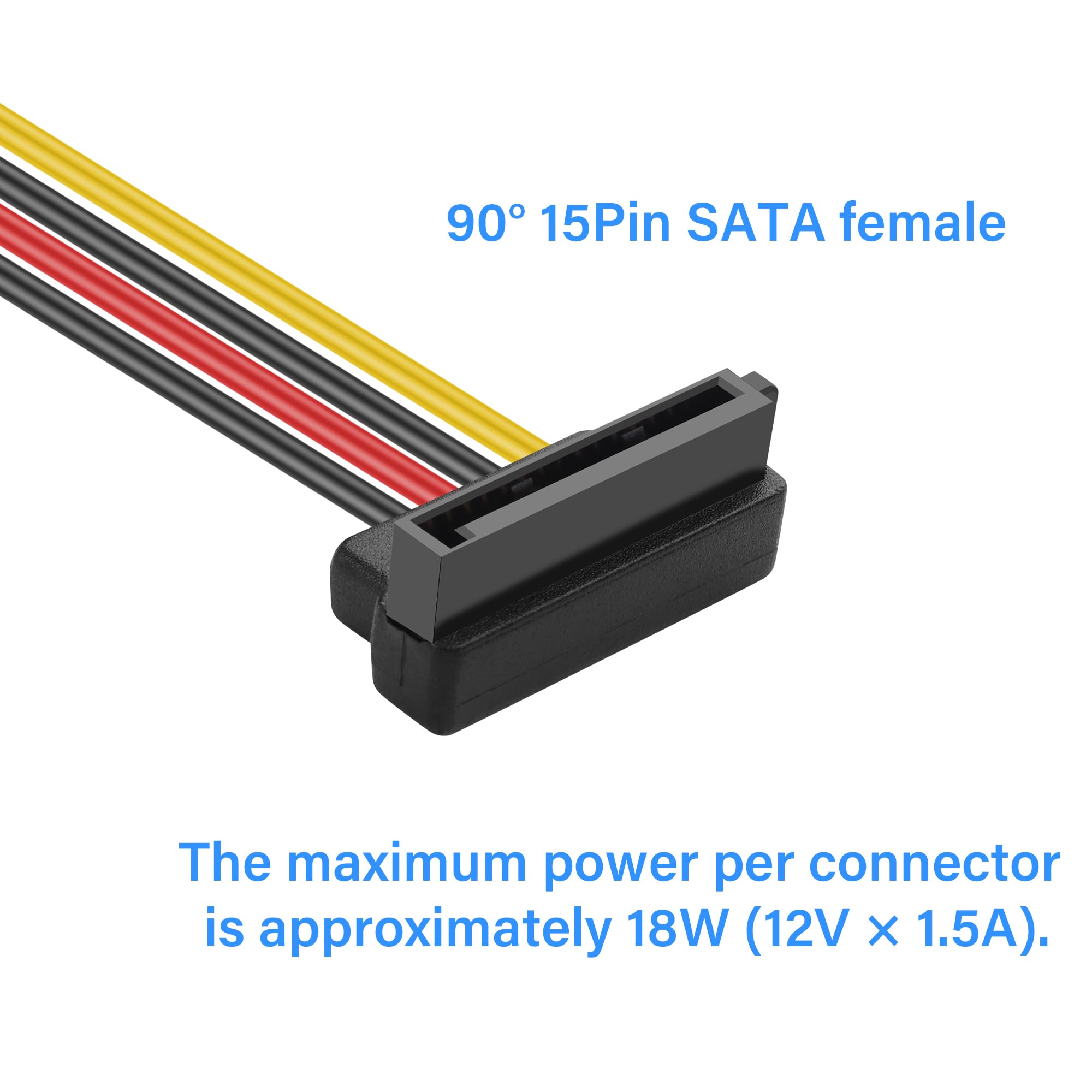 Câble Adaptateur SATA Y 4 Broches Vers 2x SATA 15 Broches 18AWG - 30cm + 20cm Pour DVR Disque Dur Surveillance