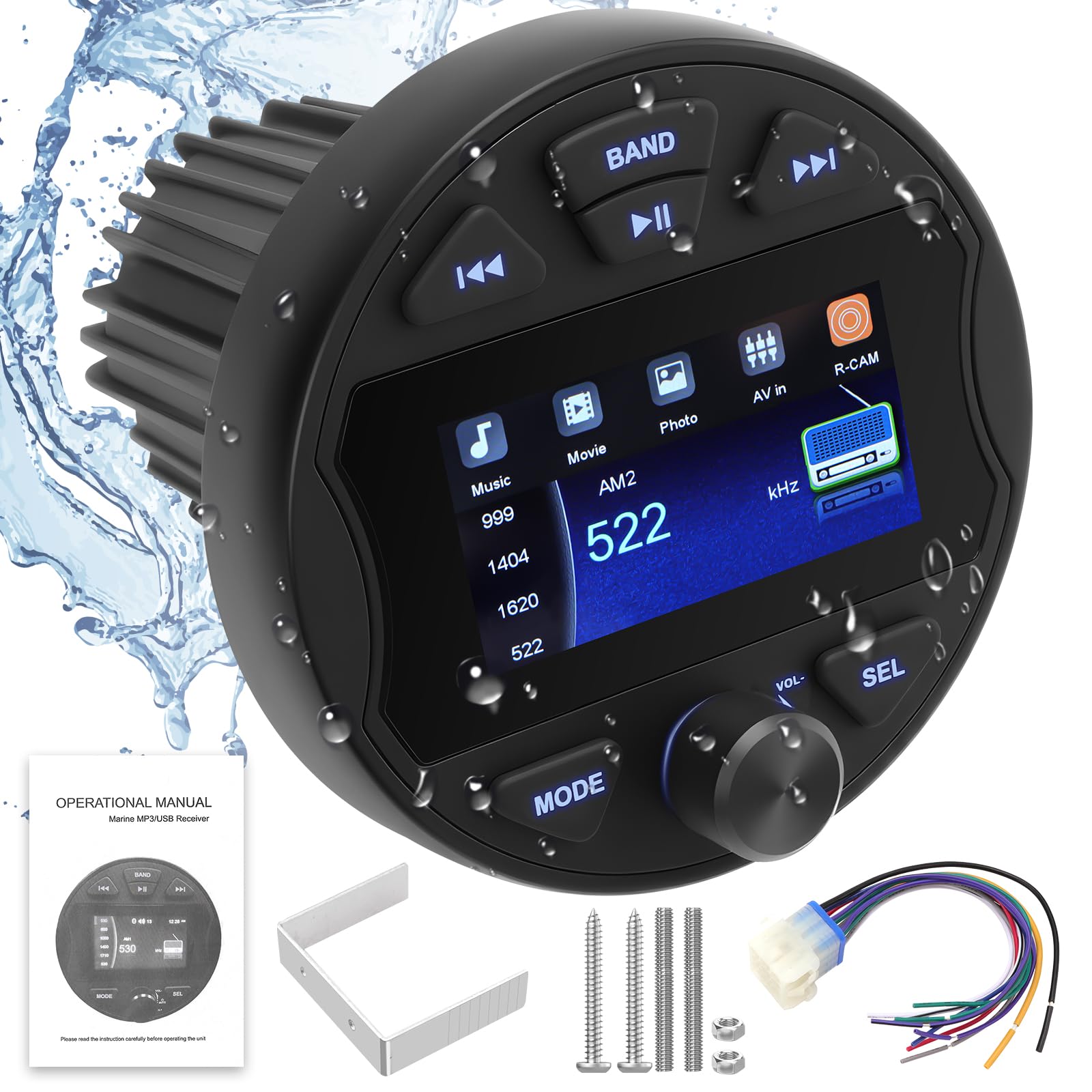 Radio estéreo marino resistente al agua Dab+ BT5.0 Digital Multimedia MP5 Player dispositivos de audio para barcos, barcos, yates, carritos de golf