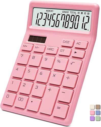 Calculadora de escritorio de 12 dígitos, batería estándar de doble potencia y solar, calculadoras de escritorio con pantalla LCD grande, perfectas