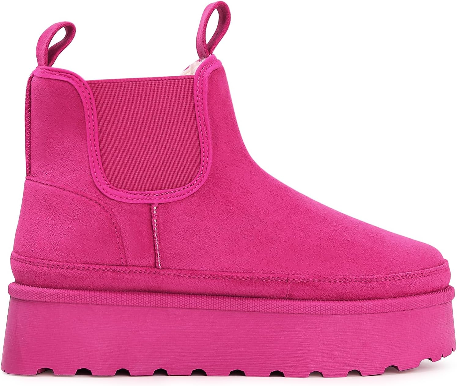 Platform Chelsea Ankle Boots for Women: Classic Winter Booties with Faux Fur Slip-On Anti-Slip Outdoor Snow Short Mini Boot in 2025