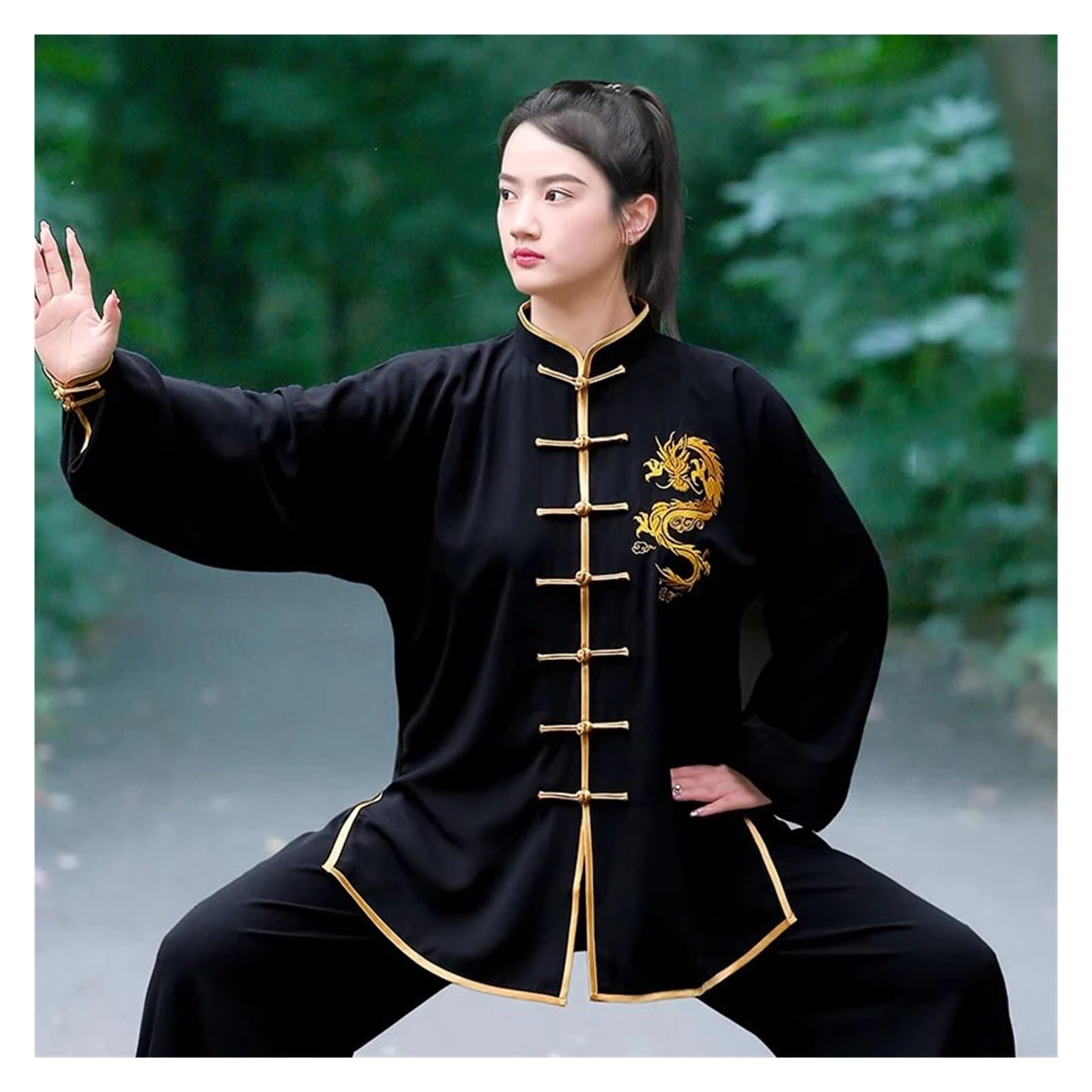 Kimono Jiu Jitsu Conjunto de Ropa de Tai chi con Bordado de Primavera y otoño for Practicar Artes Marciales.(White A,L)