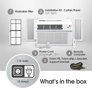 LG 14,000 Window Air Conditioner, 115V, 700 Sq.Ft. (25' x 28' Room Size), Quiet Operation, Electronic Control with Remote, 3 Cooling & Fan Speeds, Auto Restart, 14000 BTU, White
