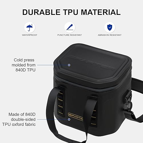 Miniatura 5 de SPARTER Enfriador suave portátil de 12 latas, IP68 Tizip cremallera a prueba de fugas para camping, pesca, playa, aire libre, hielera aislada con