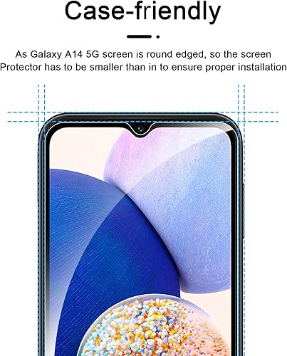 Miniatura 6 de Paquete de 3 + 3 protector de pantalla Romuto diseñado para Samsung Galaxy A14 5G, protector de pantalla de vidrio templado para Samsung Galaxy A14