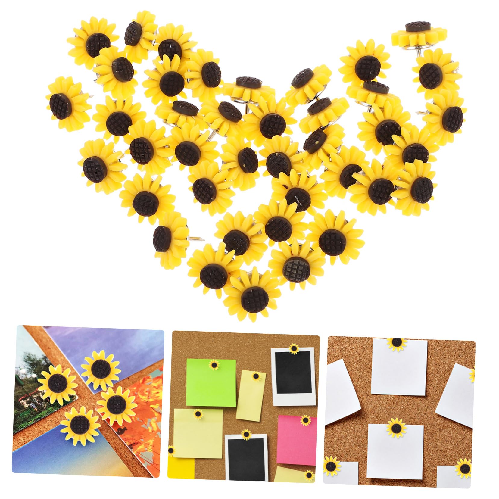 Dekorative Reißzwecken – 40 Stück In Sonnenblumen-Optik, Bunt, Für Pinnwand & Basteln