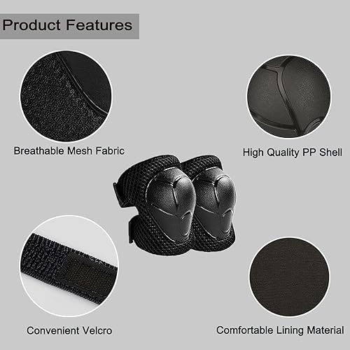 Miniatura 4 de Rodilleras para niños, coderas, protectores 6 en 1, juego de equipo de protección para niños de 3 a 7 años, para niños y niñas, para múltiples