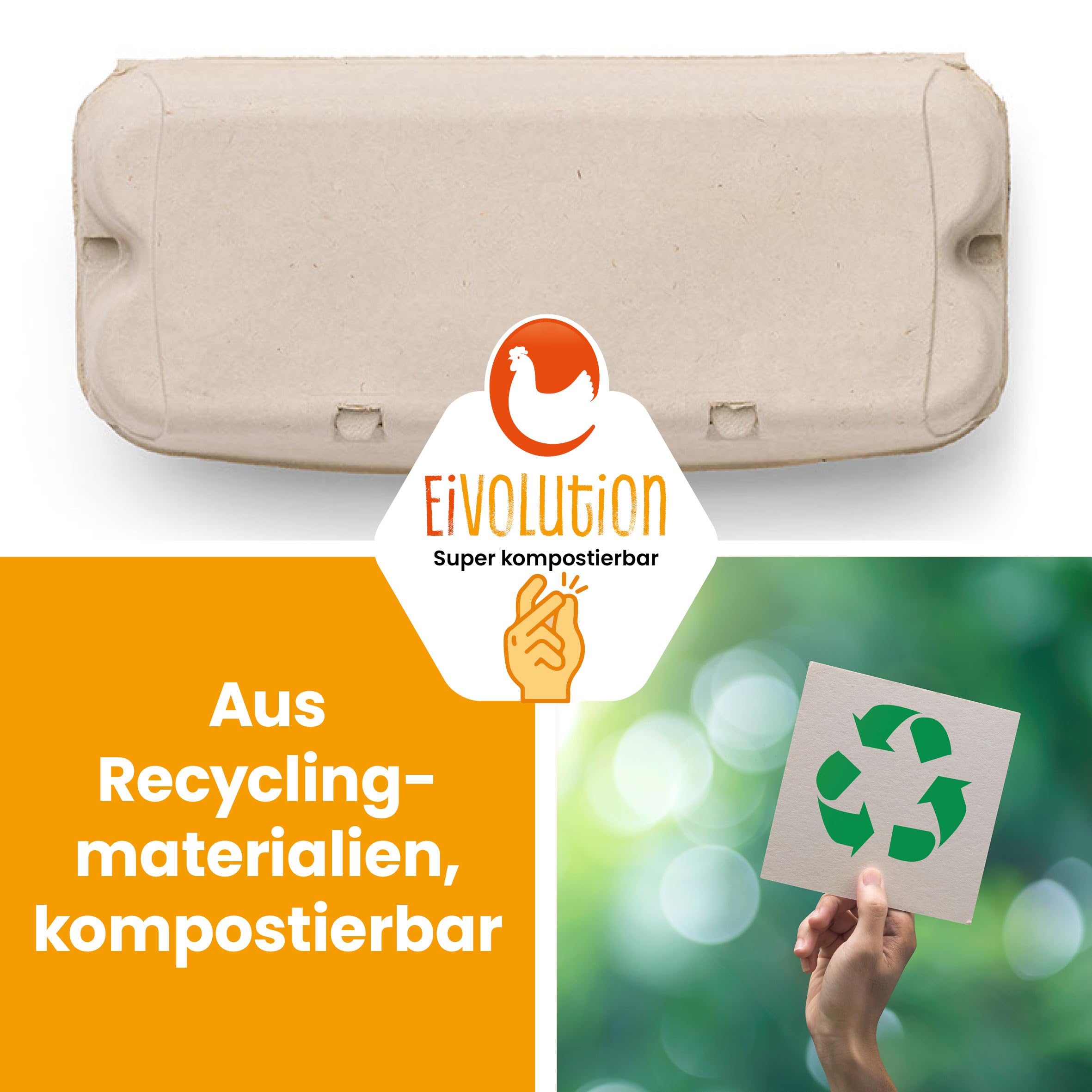 ComPac 10er Eierkarton für Hühnereier in den Größen S, M & L | Biologisch Abbaubar | Eierschachtel Made in Germany | Naturweiß | 65 Stück