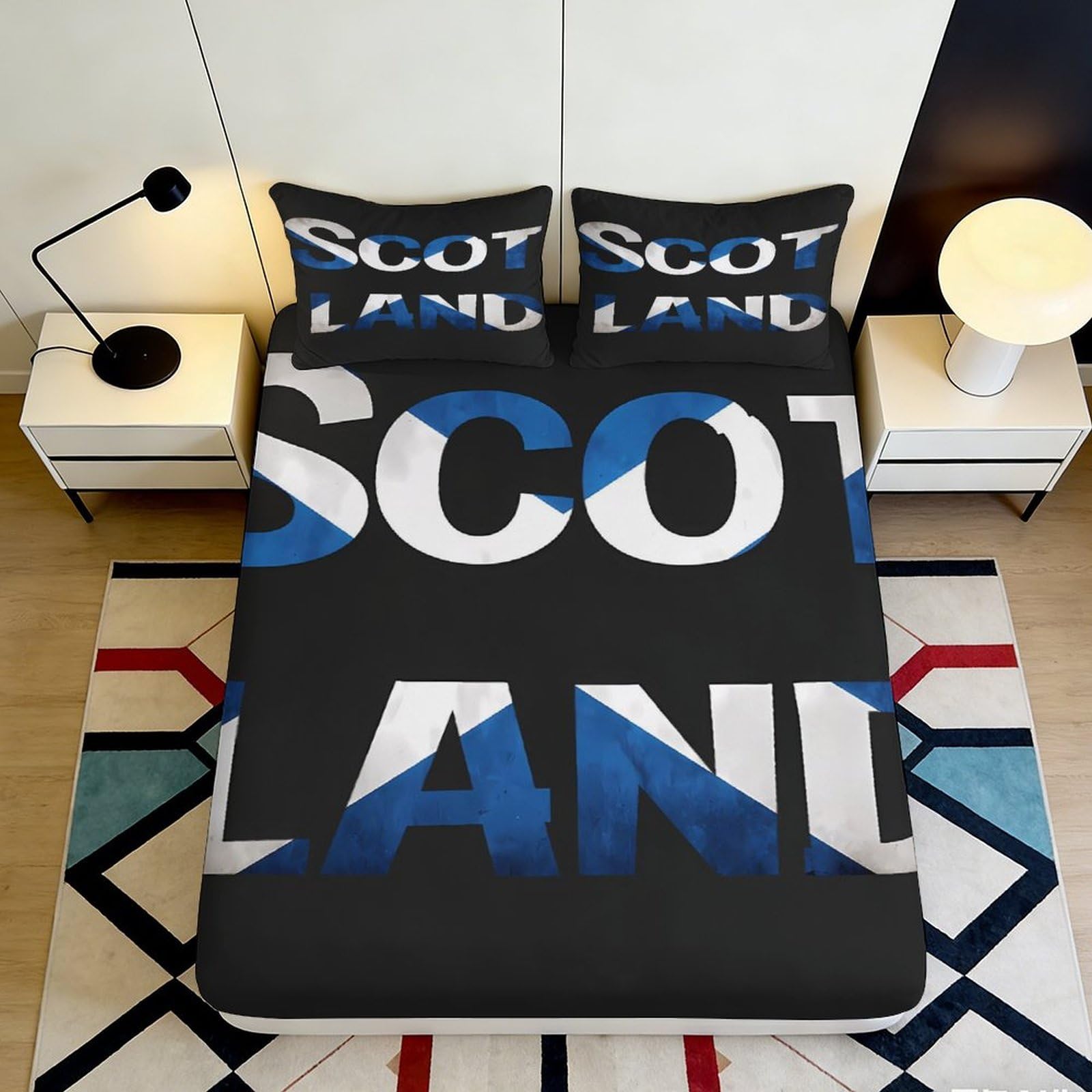 3D Printed Letter Pattern Fitted Sheet Microfiber Non-Slip Deep Pocket Alphabet Mattress Fitted Cover Bedroom Bedding for Adults 140x200x25cm