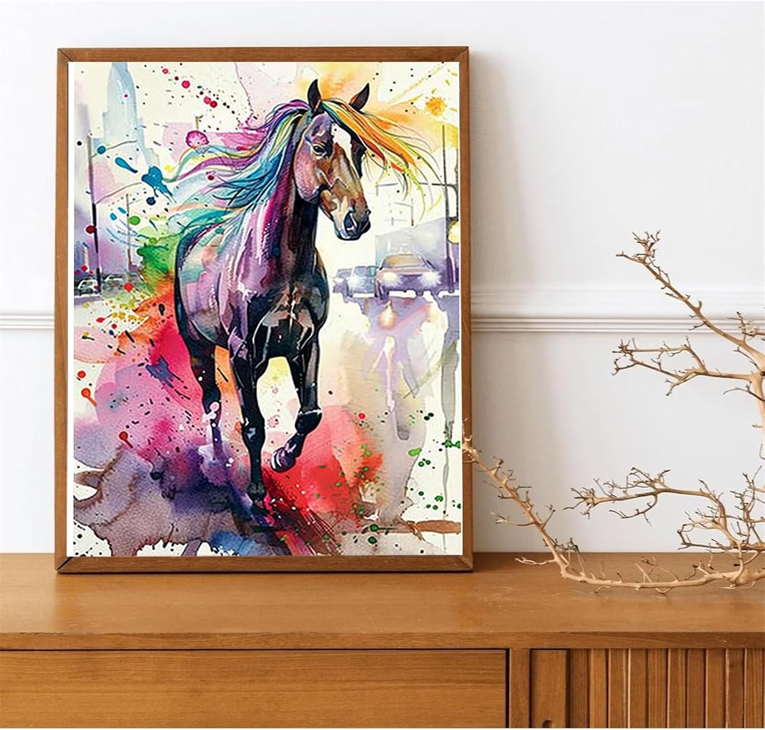 Peepezo Paint by Numbers Kit for Adults on Canvas, Horse Color by Numbers Painting Kits Beginner Paint and Sip Kit for Adults Oil Painting Kits Drawing DIY Watercolor 24x32Inch (Without Framed)