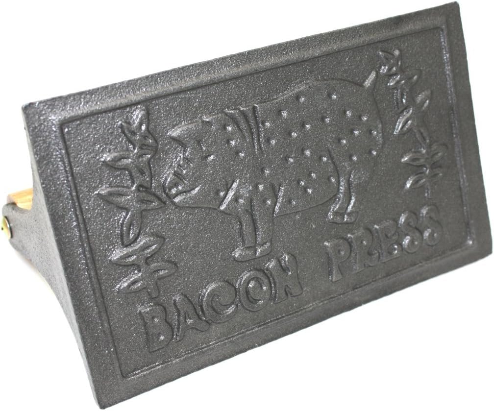Cast Iron Bacon Press with Wooden Handle