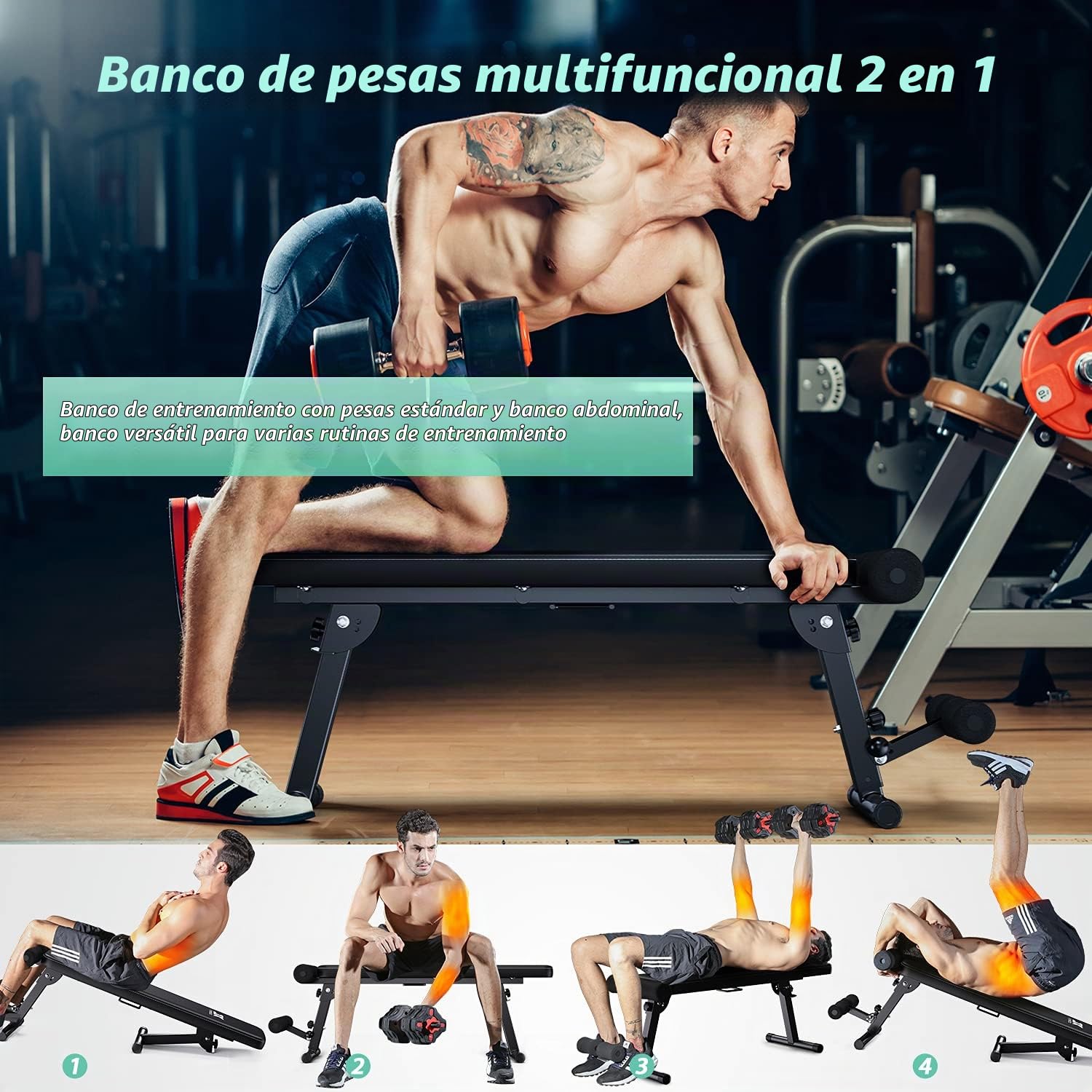 JX FITNESS Banco de Musculación Ajustable Multifuncional de Casa Banco de Entrenamiento de Fitness