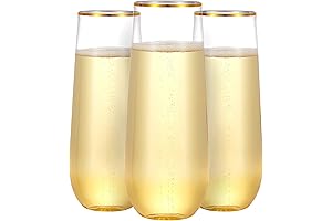 N9R 36 Pack Crystal Clear Plastic Champagne Flutes