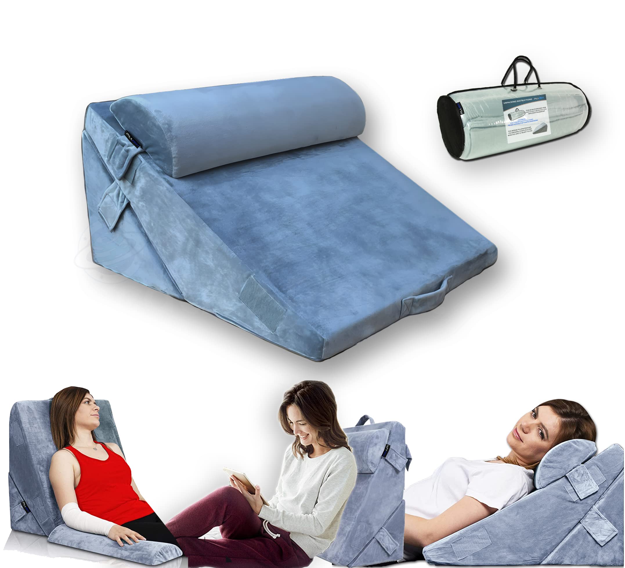 Buy PLUSH Bed Wedge Pillow for Adults, Adjustable Elevation for Medical