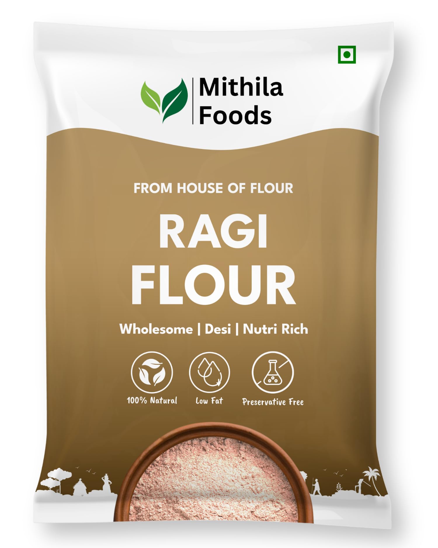 MITHILA FOODS 3 kg Ragi Atta (Value Pack) | Gluten-Free Finger Millet Flour | High Fibre & Protein | Soft Rotis | Nachni/Kelvaragu Atta | Authentic Flavor from Gumla, Jharkhand - India's Ragi Capital
