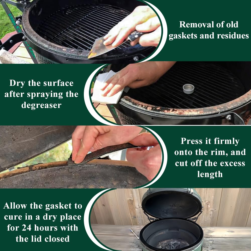 Grilldichtung Für Big Green Egg L/XL/XXL – Selbstklebend, Hitzebeständig Bis 350°C, 2 Rollen