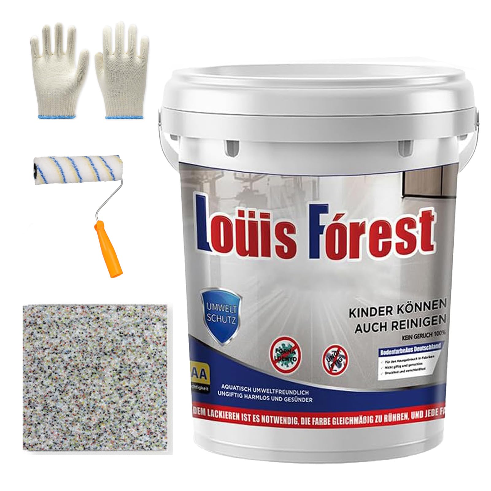 Louis Forest Peinture époxy pour sol en sable coloré, peinture pour garage, effet marbre, haute brillance, revêtement hydrofuge et antidérapant pour