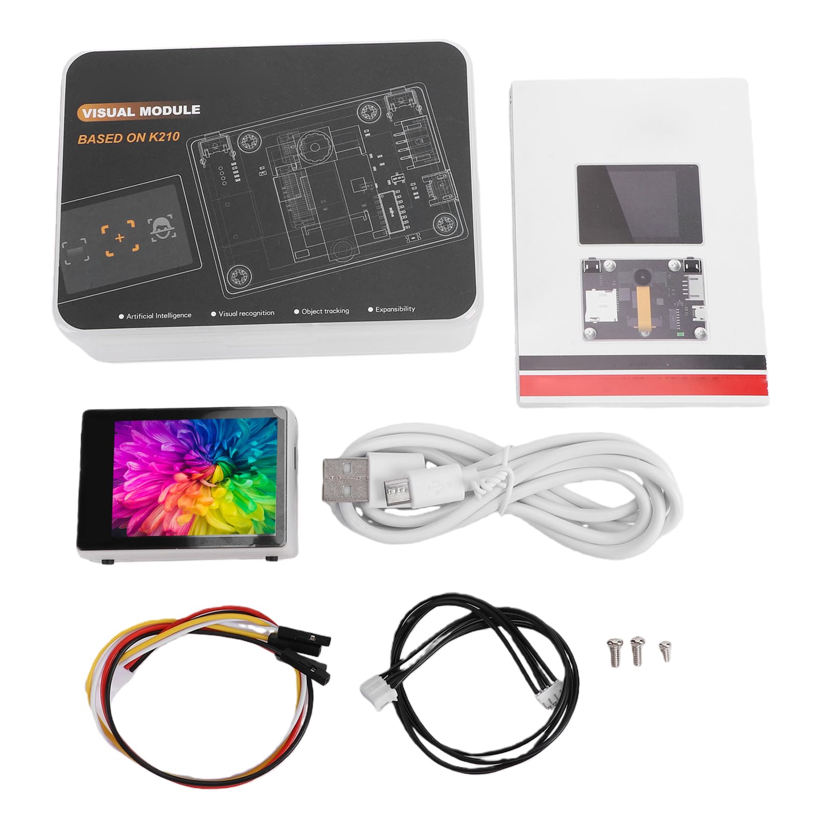 Generic Moduł Kamery AI z kamerą 2 MP ze światłem RGB do Inteligentnej Robotyki Domowej W Zestawie Kabel Micro USB 5 Sztuk do Edukacji STEM
