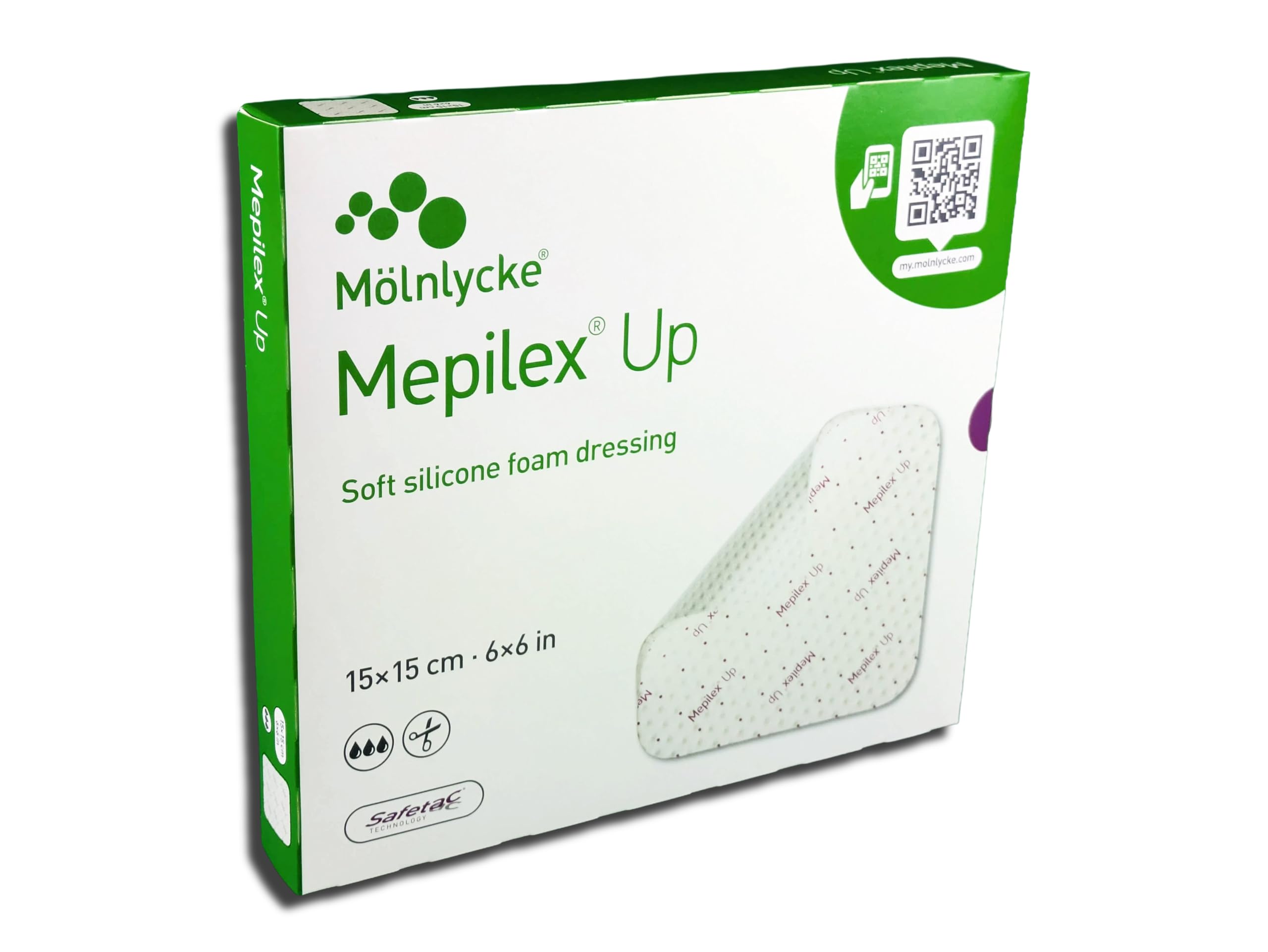 Mölnlycke, Mepilex Up 15 cm x 15 cm, condimento in schiuma di silicone morbido