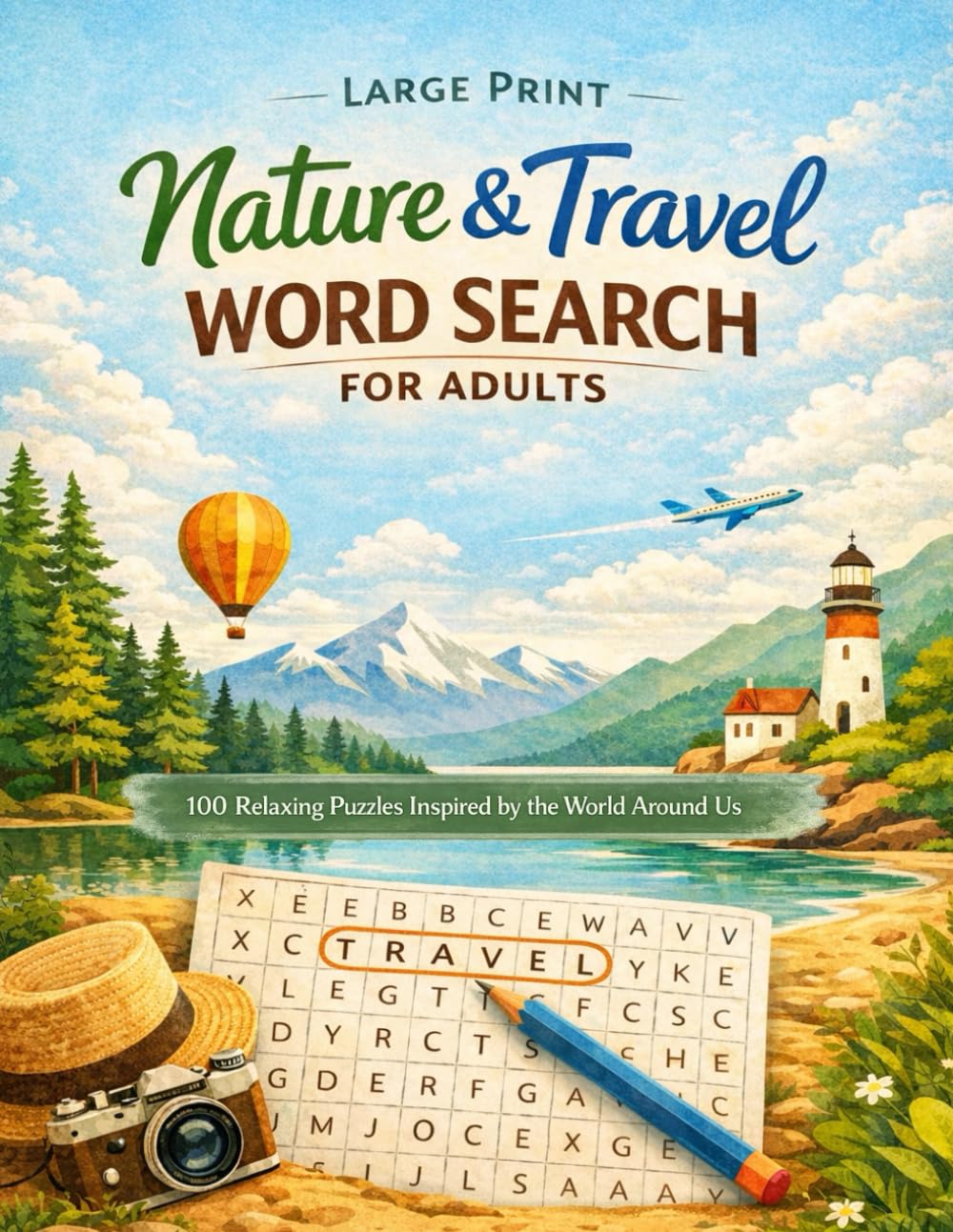 Large Print Nature & Travel Word Search for Adults: Large Print Nature & Travel Word Search for Adults