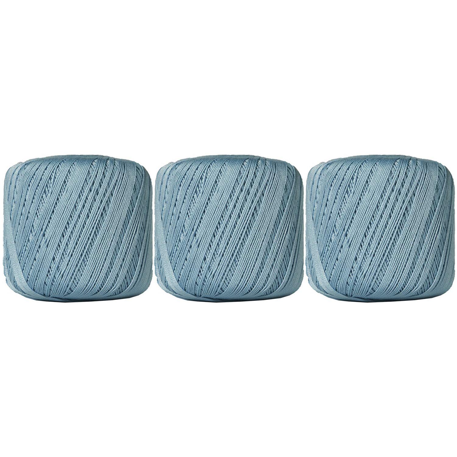 ThreadArt 100% Cotton Crochet Thread Size 10, 3 Ball Pack, Light Blue 19