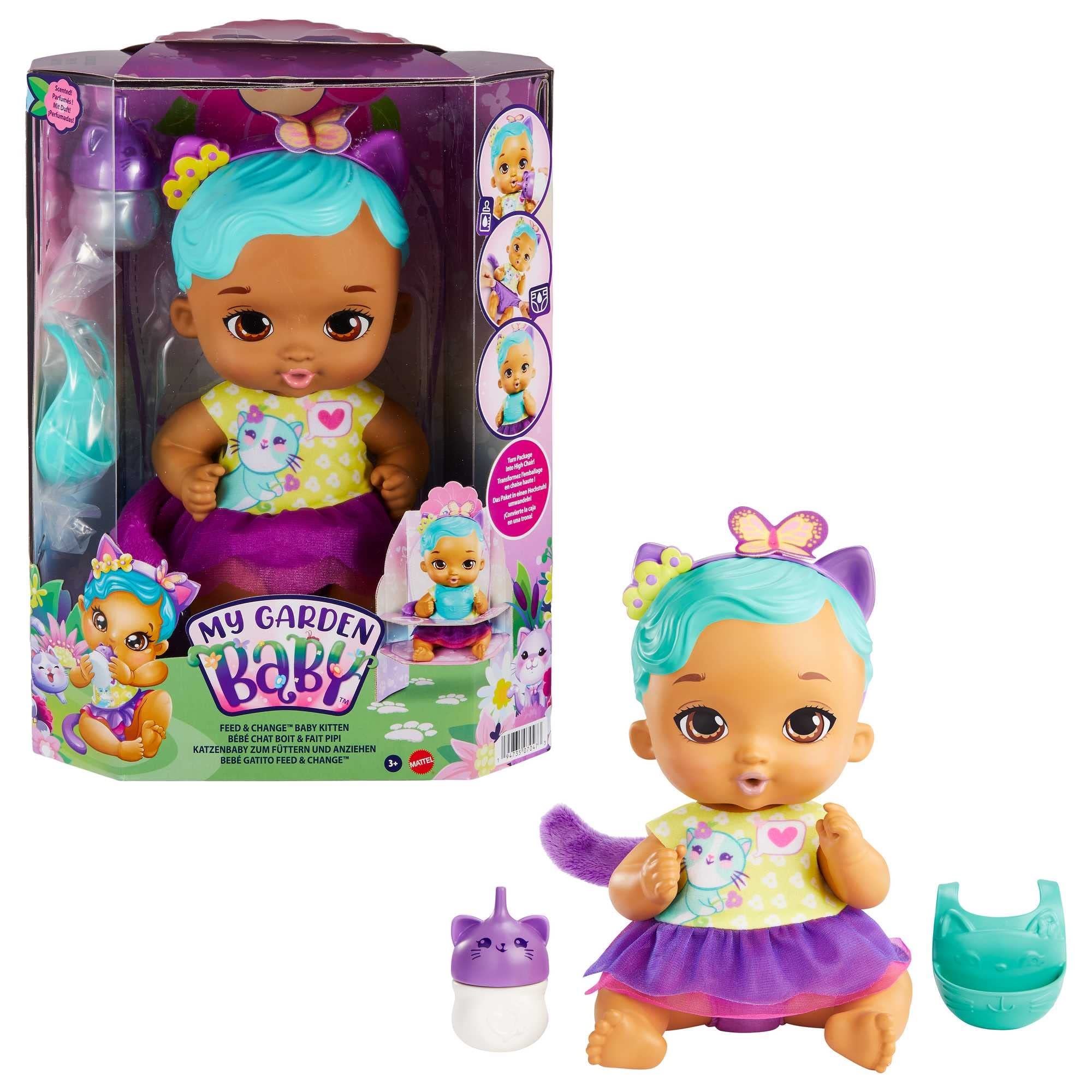 My Garden Baby - Kitty, Amica JuniorGattina Bambola (30,5 cm) e accessori, con pannolino riutilizzabile, bavaglino e biberon, regalo e giocattolo per bambini 3+ Anni, HHL22