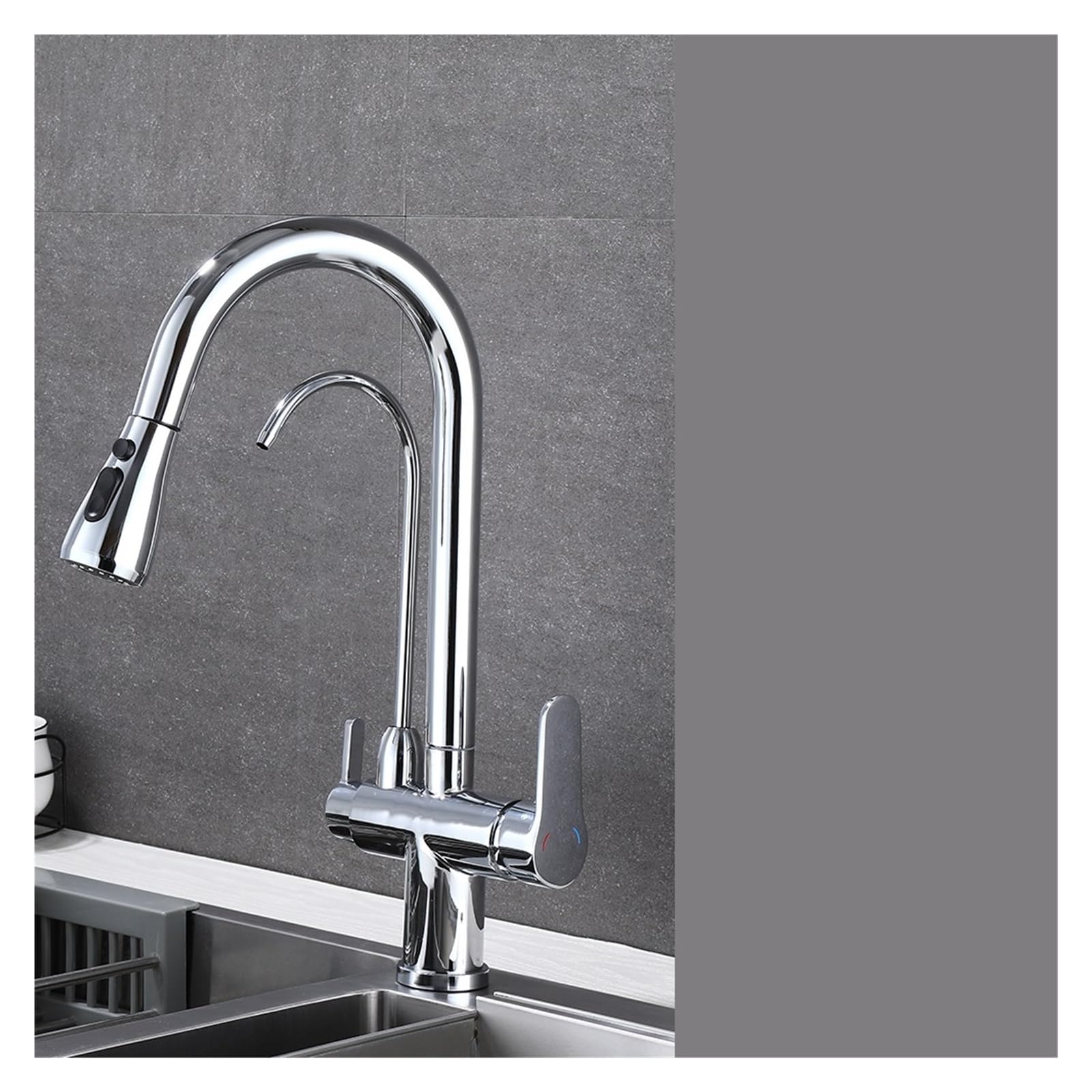 Robinet de boisson et de lavage Chrome C résistant au calcaire avec filtre intégré