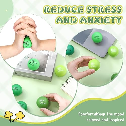 Miniatura 12 de Sotiff 100 bolas motivacionales para el estrés, de espuma colorida, citas inspiradoras, para aliviar el estrés, paquete de bolas de agradecimiento a