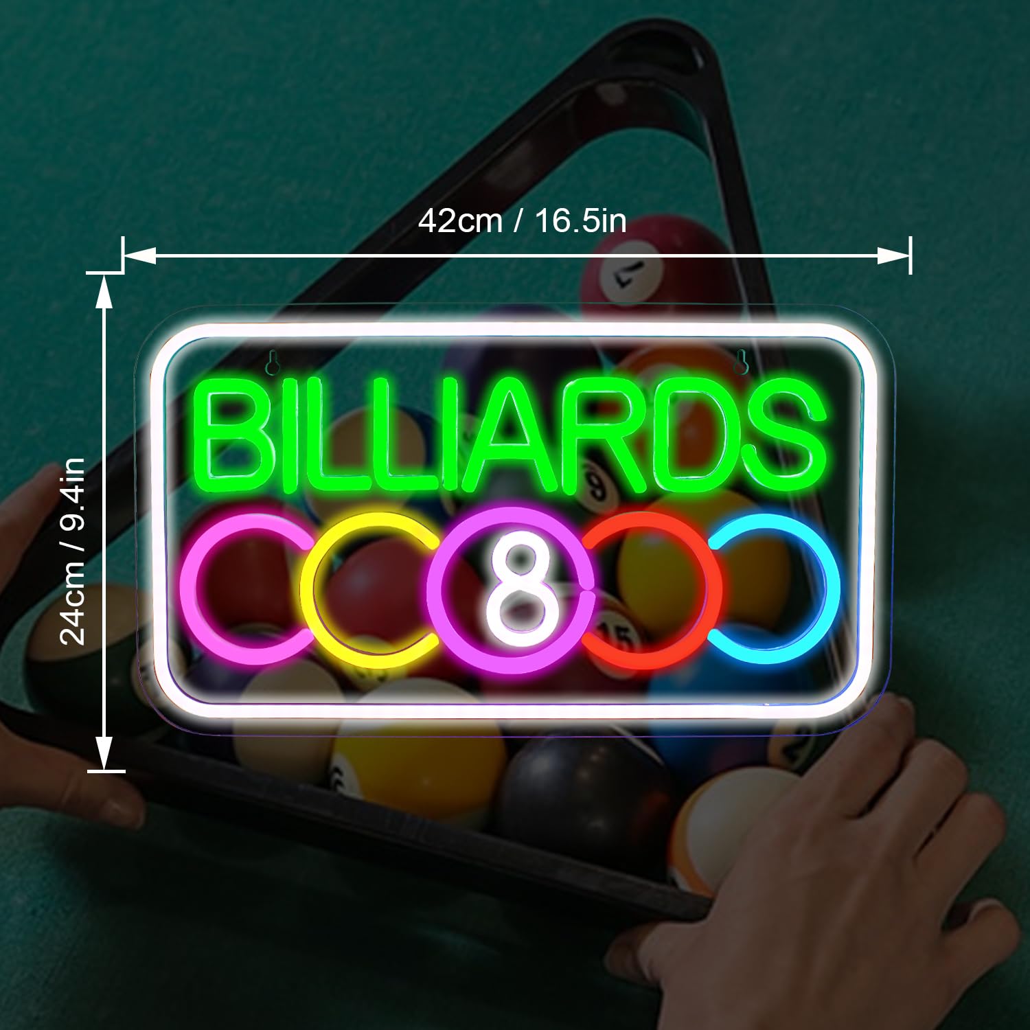 Insegna al neon da biliardo Insegna al neon a LED Decorazione da parete per sala giochi Pub Bar Sala da biliardo Camera da letto Man Cave Alimentato trame USB  39