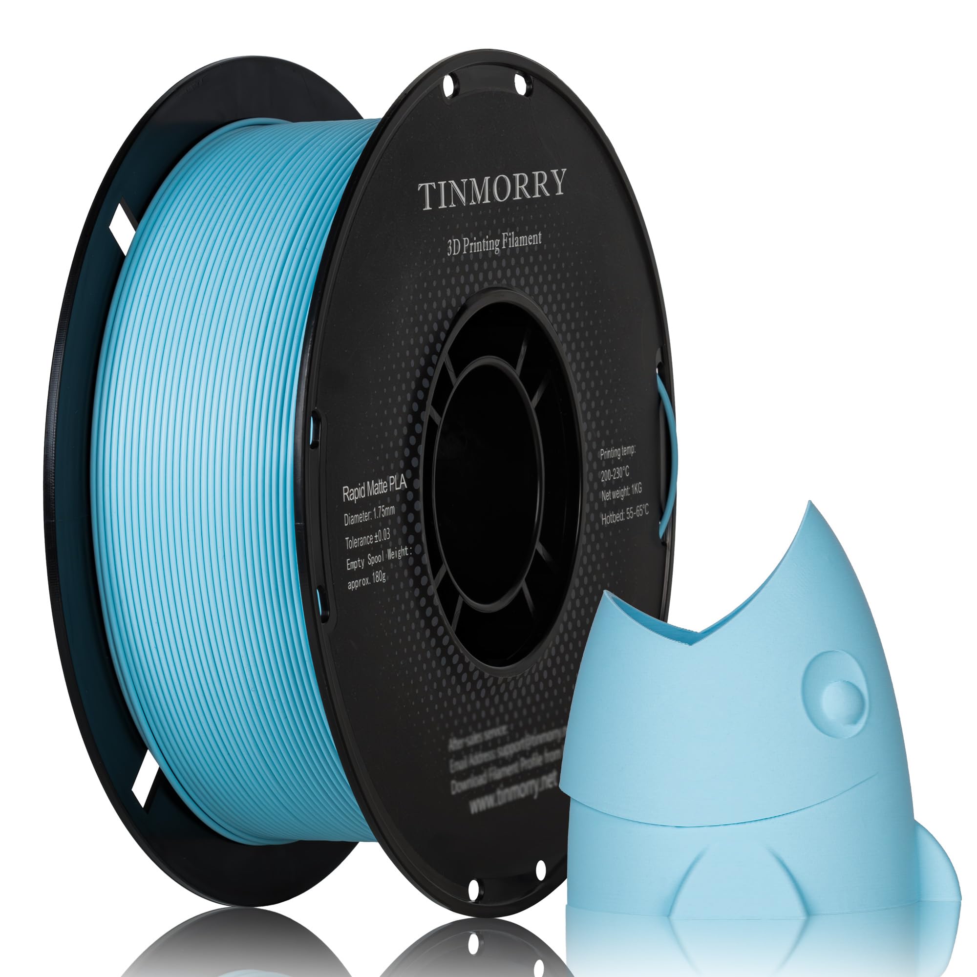 TINMORRY Matte PLA Filament 1.75mm, Matte Surface 3D Printer Filament, Compatible with Bambu Lab FDM 3D Printers, 1 KG Spool (2.2 lbs), Matte Light Blue
