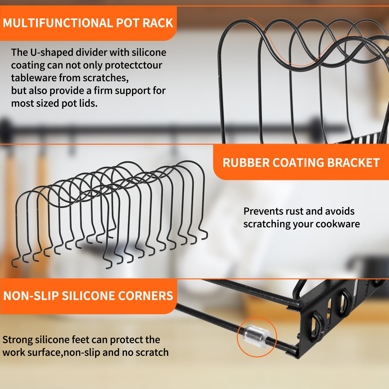 FrutPunch Range Couvercle avec 10 Compartiments Réglable pour Pot à Mijoter et Poêle à Frire Rangements Sous les Armoires de Cuisine