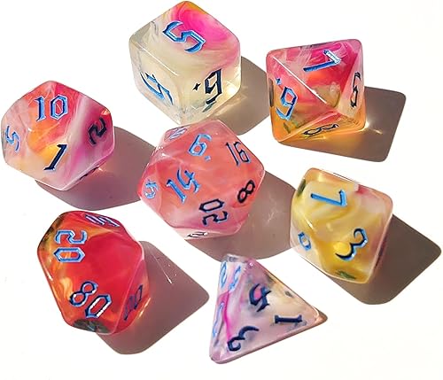 Miniatura 3 de vvpesca Juego de dados rosa D&D  Juego de dados poliédricos para DND, accesorios COC, TTRPGs, Dungeon and Dragons, juegos de rol  Dados del sistema