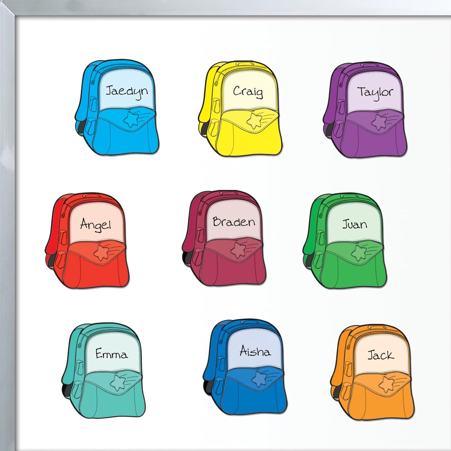 Really Good Stuff Student Name Backpack Magnets, 2" by 3" -Set of 32 - Dry Erase Surface - Assign Tasks and Take Attendance- Classroom Decor, Preschool and Elementary Classroom Management Must Haves