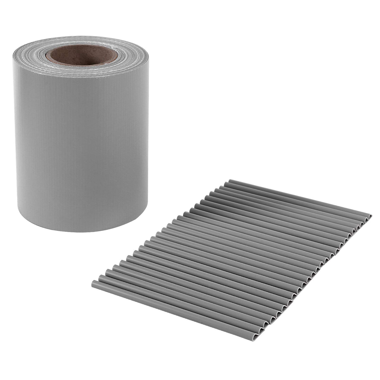 SONGMICS Strisce Privacy in PVC, Pellicola per Recinzione 40 m x 19 cm, Spessa e Opaca, con 25 Clip di Fissaggio, Grigio Chiaro GPJ040Q