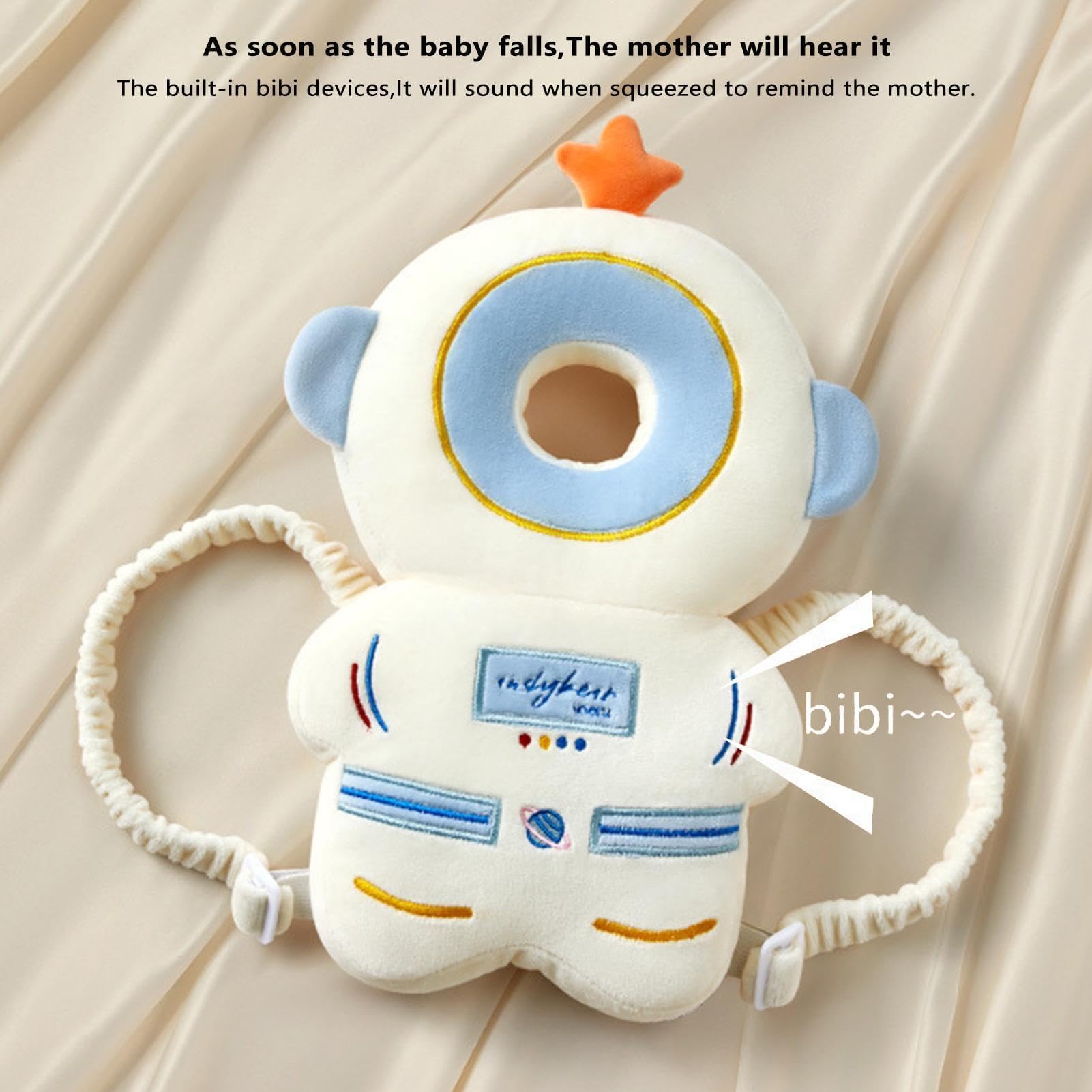Bambebe Baby Head Protection Pillow Head Protection Backpack Safety Pads Adjustable Size Safety Helmet Harness Walking Head Protector for 4-24 Months Toddler(Astronaut) - Image 4