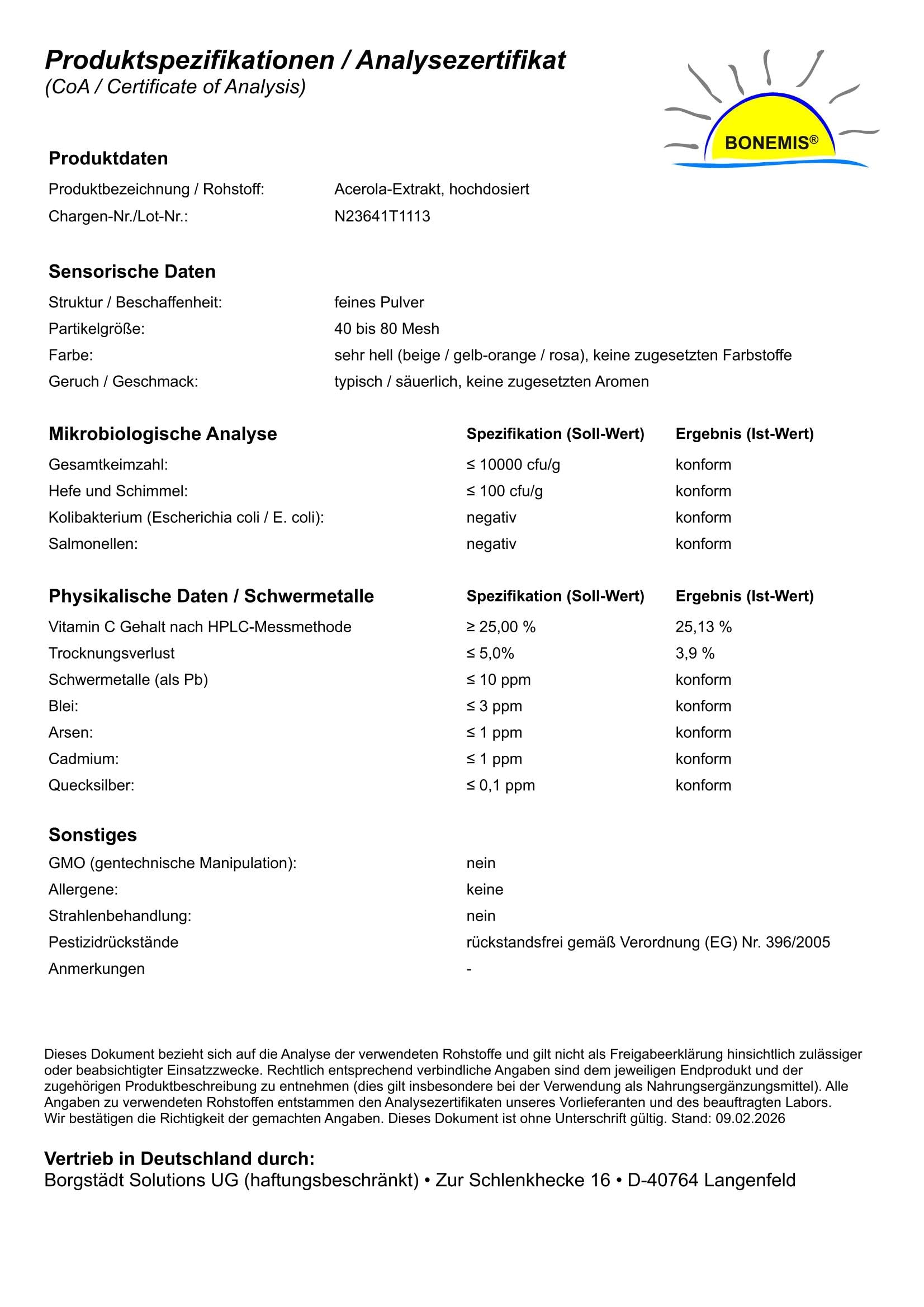 Acerola Extrakt, 25% Vitamin C, ohne Zusätze, Pulver, 4x 250g Beutel