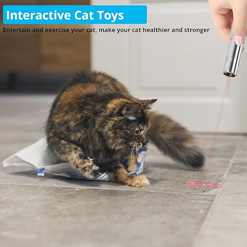 Miniatura 8 de Puntero de juguete para gatos de interior, juguetes recargables por USB con 7 patrones ajustables, juguetes interactivos de persecución para gatos y