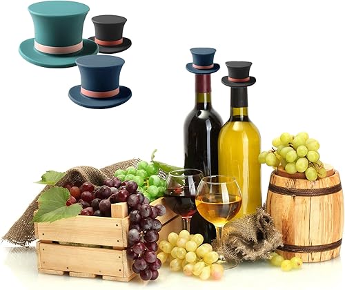 Miniatura 2 de Tapones de vino de silicona reutilizables, tapas para botellas de champán con sombrero mágico y fundas para botellas de bebidas, accesorios