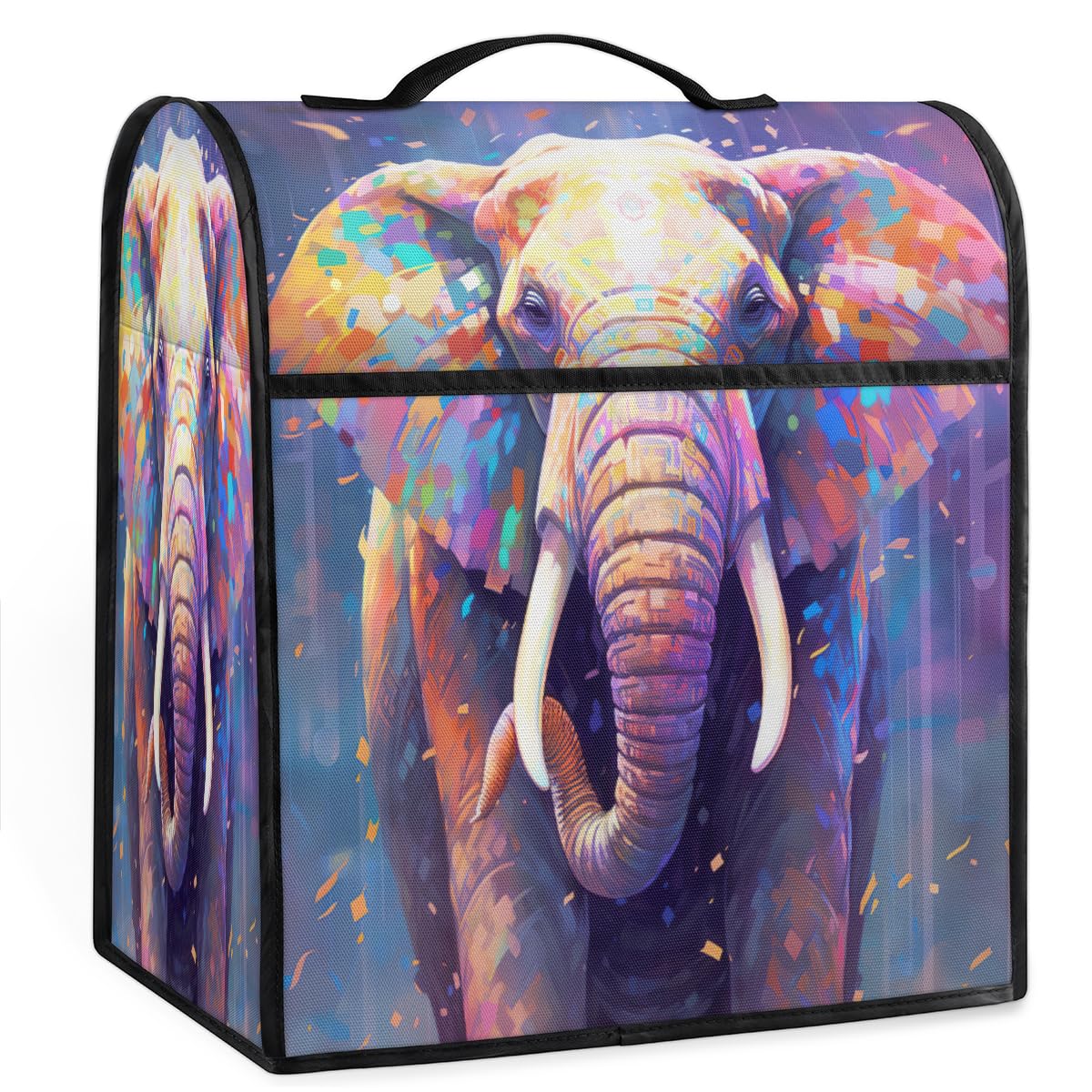 Coffee Maker Cover Colorful Elephant Kitchen Appliance Covers Small Appliance Covers Blender Cover Juicer Cover Dust Covers for Kitchen Appliances with Top Handle and Pockets,Washable,C570