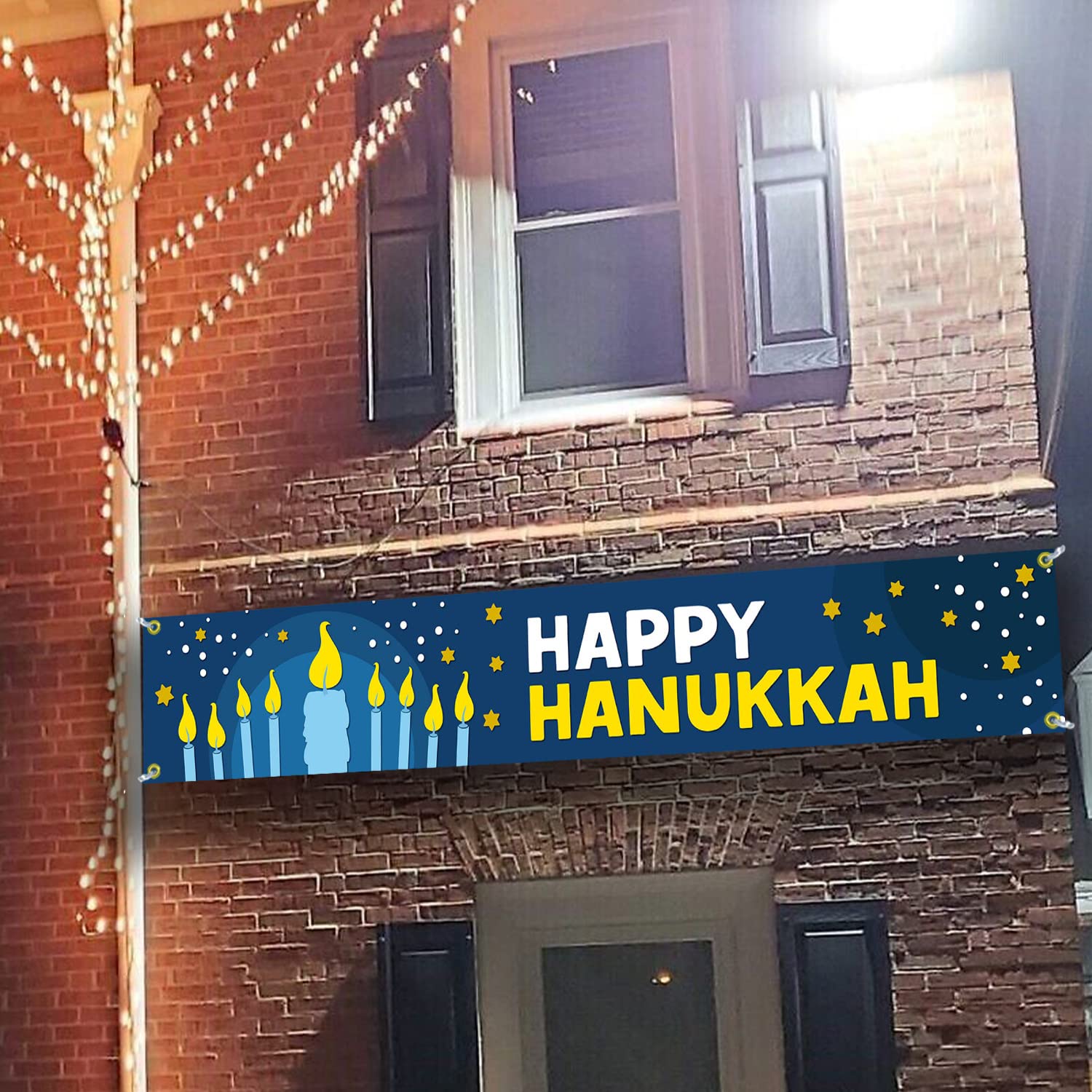 Hanukkah-Banner Für Draußen – 3 X 0,5 M, Polyester, Mit 4 Messingösen