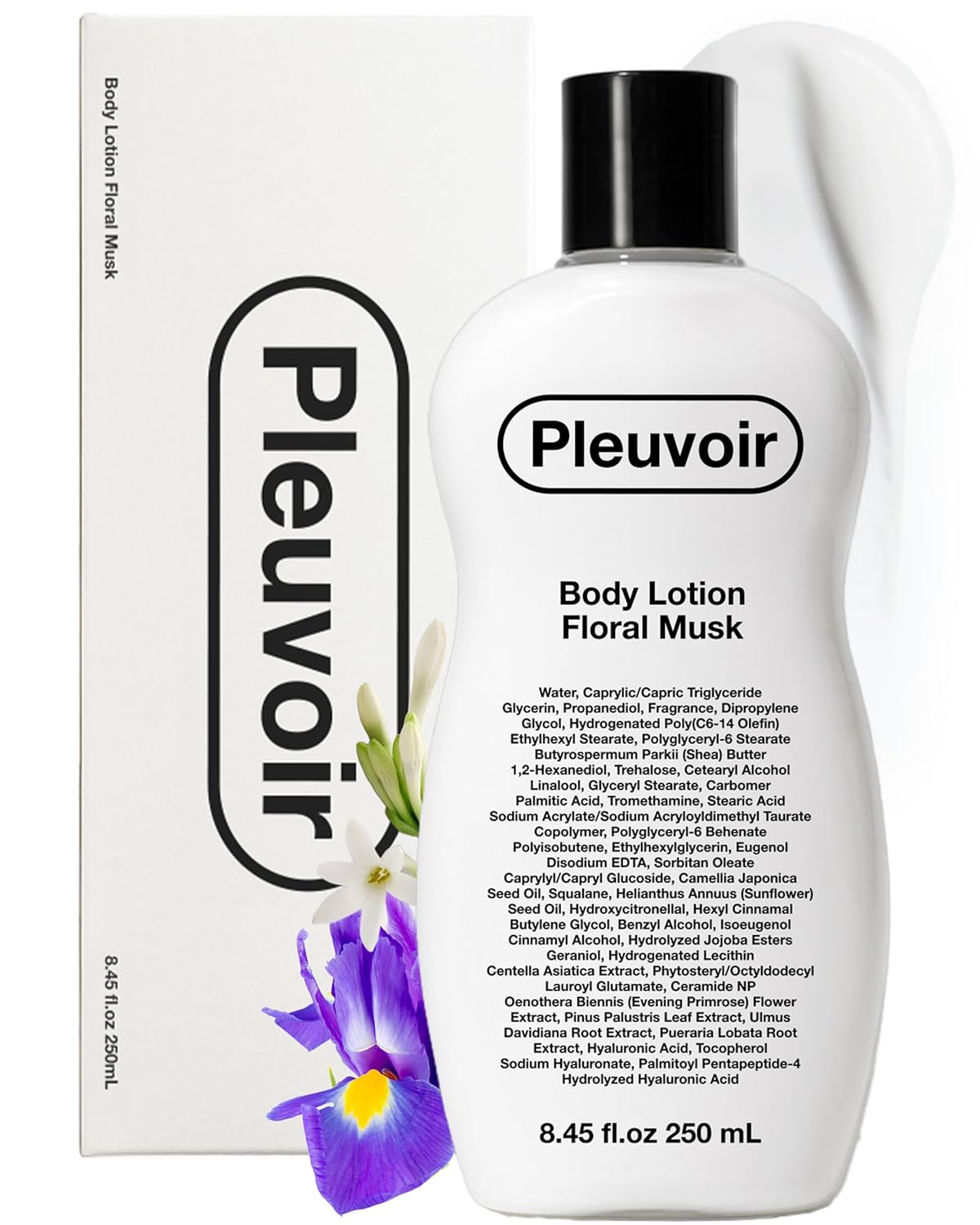 Pleuvoir Luxury Perfume Body Lotion Floral Musk – French MANE Fragrance (Tuberose & Musk), Non-Greasy Fast-Absorbing, Moisturizing with Ceramide, 5-Hyaluronic Acid, Wildflower Scent 8.45 fl.oz