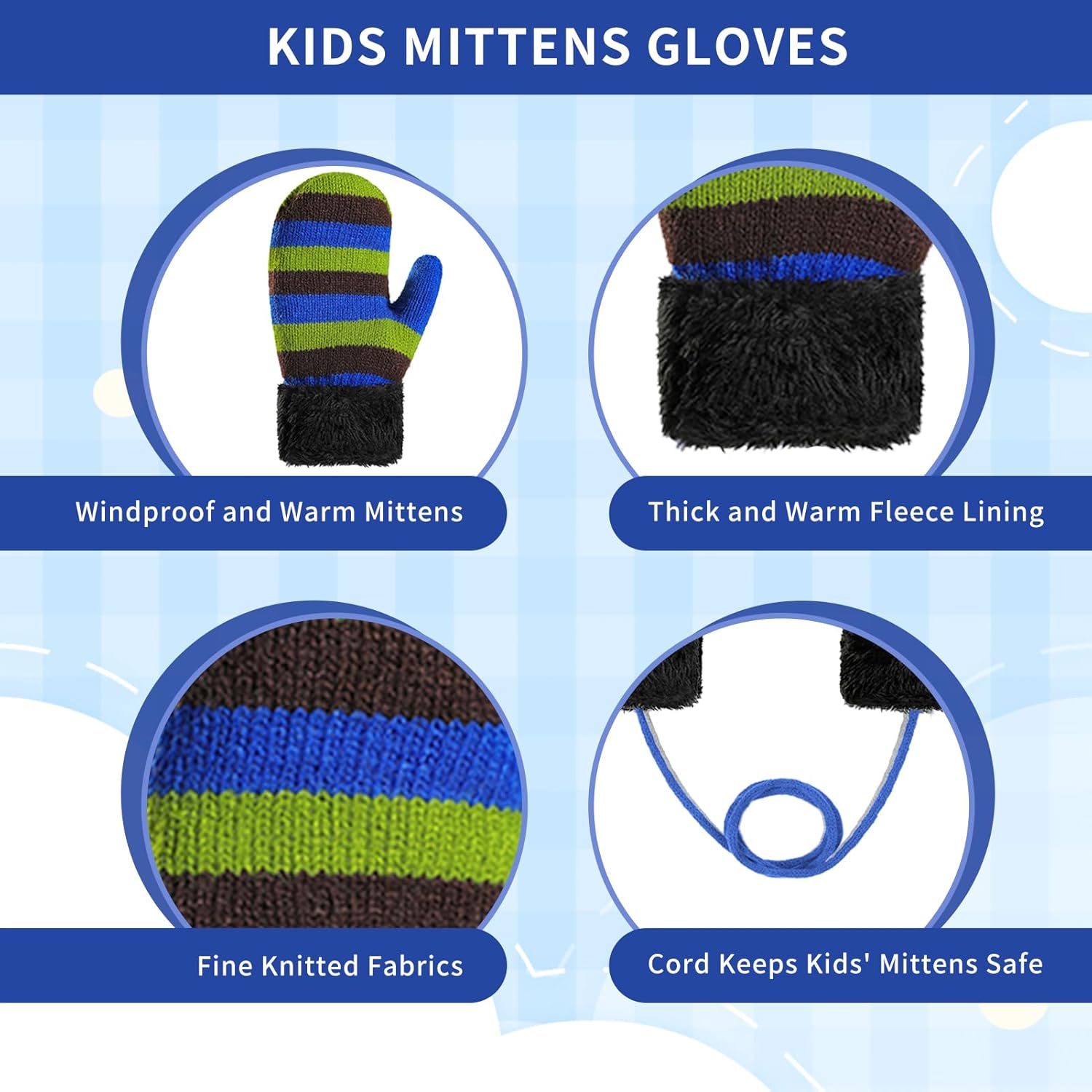 Boys Winter Hat Scarf and Gloves Set for Kids Warm Knitted Hat Mittens and Fleece Neck Warmer Scarf Set for Boys Girls 3pcs - Image 4