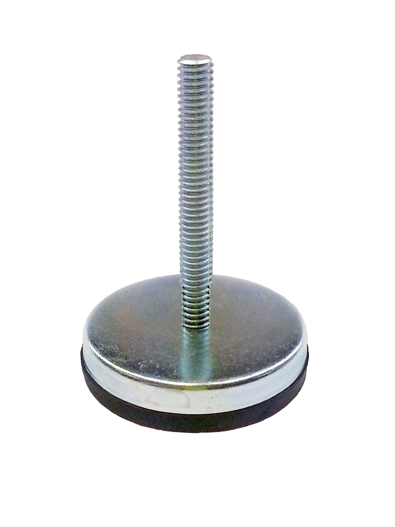 J.W. Winco Glide-Rite WG-07-EL Series IIG-EL Steel Threaded Stud Type Industrial Glide with Elastomer Non-Skid Rubber Pad, Inch Size, 3/8-16 Thread Size, 4" Thread Length, 2.4" Base Diameter